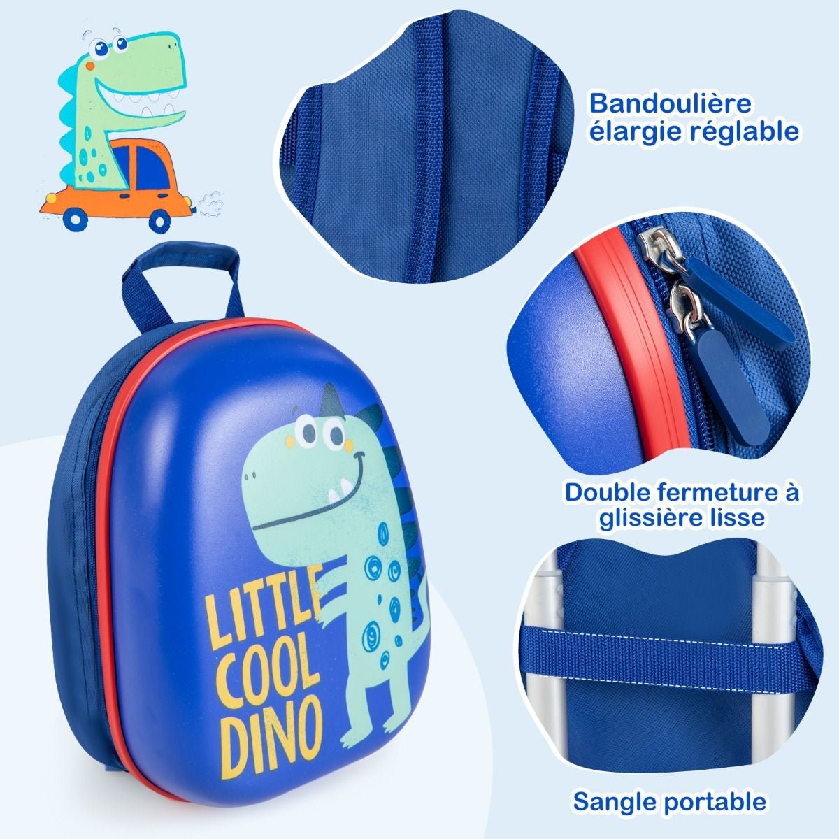 Lot De 2 Valise Cabine Enfant + Sac À Dos Bagages Enfant Pour Garçons Filles Avec Poignée Rétractable 88 - 100Cm Valise Dinosaure En ABS - Les tout petits d&