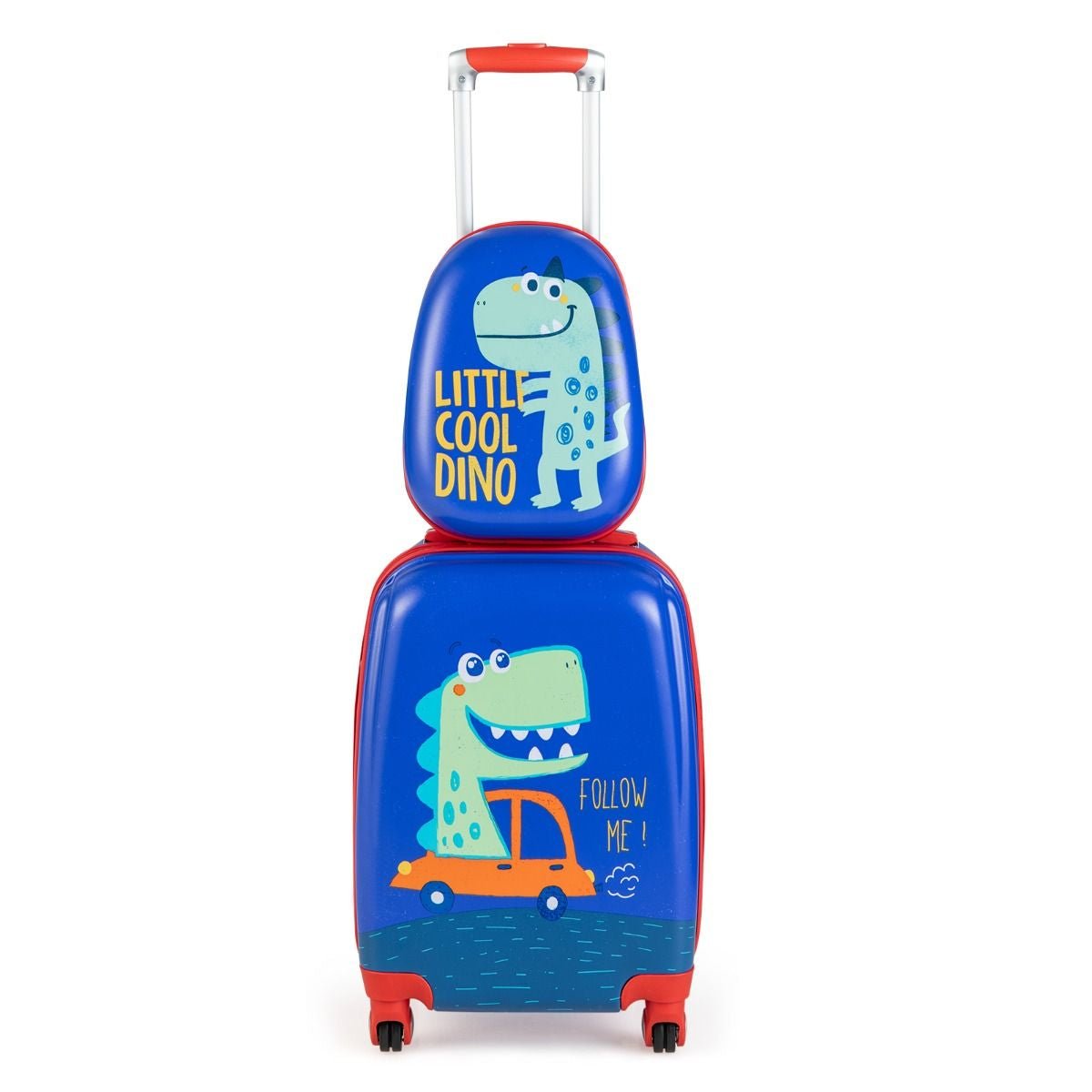 Lot De 2 Valise Cabine Enfant + Sac À Dos Bagages Enfant Pour Garçons Filles Avec Poignée Rétractable 88 - 100Cm Valise Dinosaure En ABS - Les tout petits d&