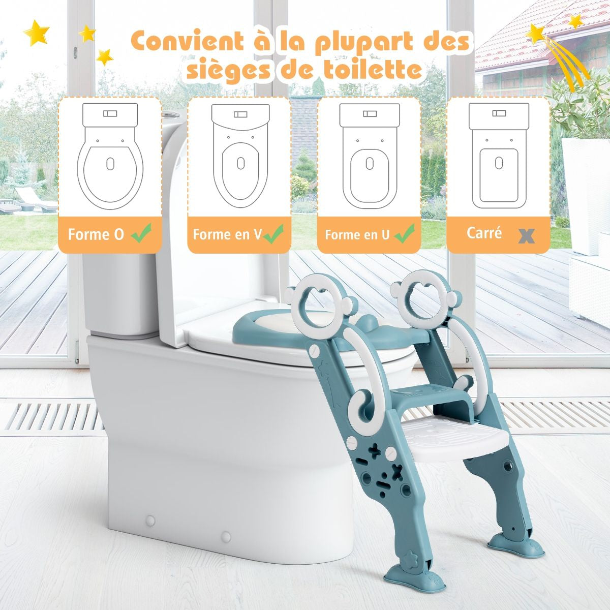 Siège De Toilette Pour Enfants Pliable Et Hauteur Réglable En PP&amp;PVC Convient Aux Enfants 1-8 Ans Vert