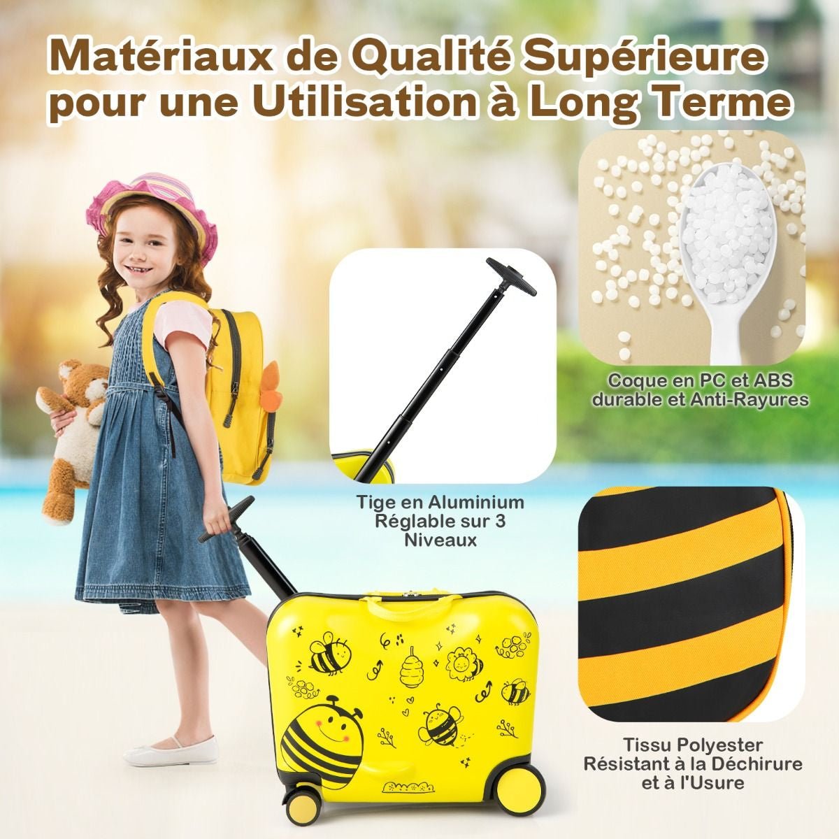 18”Valise À Roulettes Enfants Avec 12”Sac À Dos Bagages À Main Pour Voyage Avec Poignée Rétractable Modèle D&