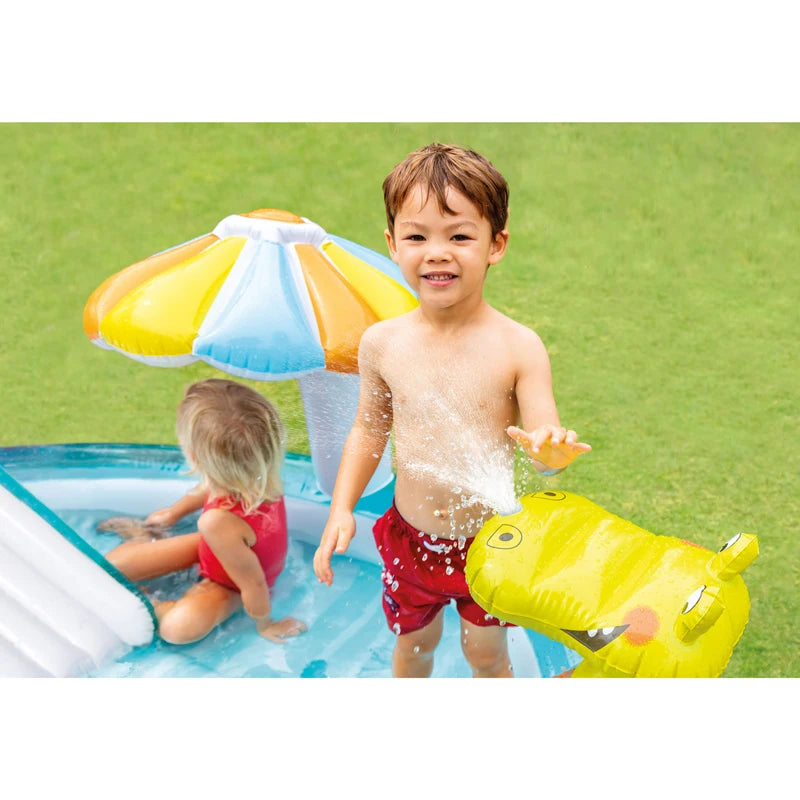Gator Outdoor Inflatable Pool for Children Water Play Center with Slide 57165