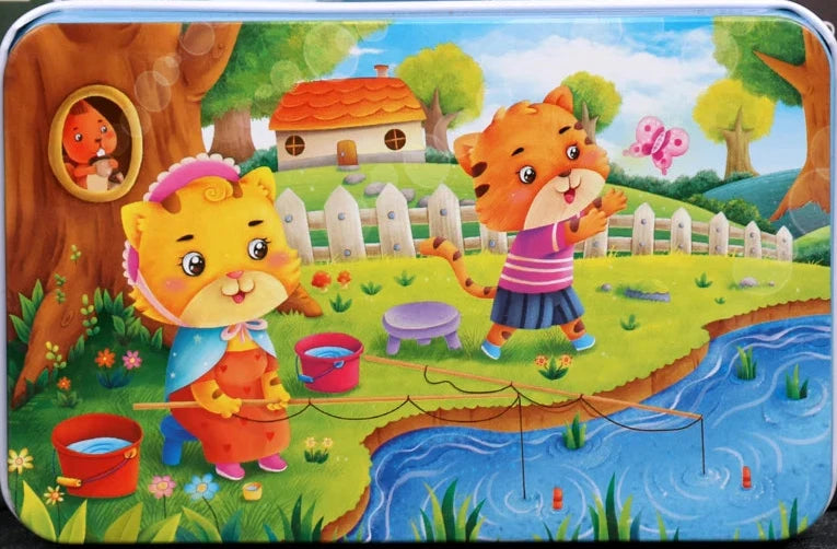 New 60 Pieces Wooden Puzzles Kids Cartoon Animal Wood Jigsaw Early Educational Learning Toys for Children