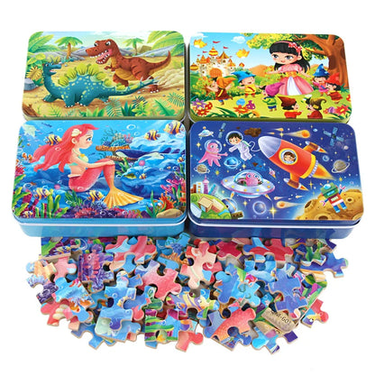 New 60 Pieces Wooden Puzzles Kids Cartoon Animal Wood Jigsaw Early Educational Learning Toys for Children