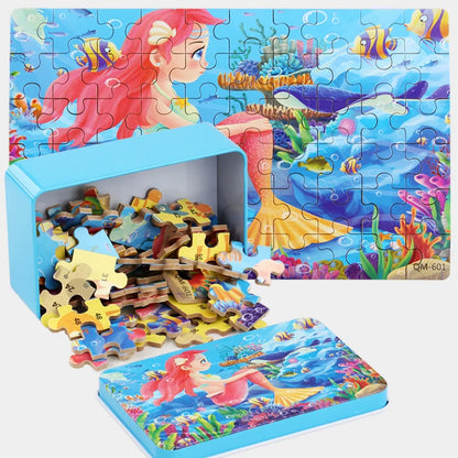 New 60 Pieces Wooden Puzzles Kids Cartoon Animal Wood Jigsaw Early Educational Learning Toys for Children