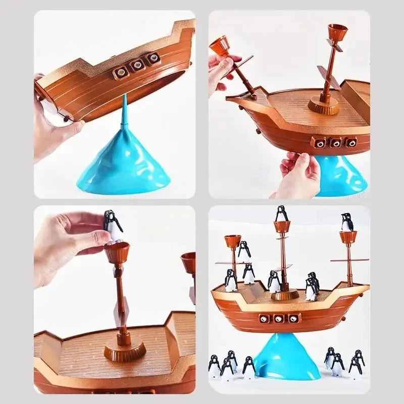 Creative Iceberg Penguin Party Board Game Toy Balance Pirate Ship Family Parent-Child Interactive Tabletop Game Toy Gift for Kid