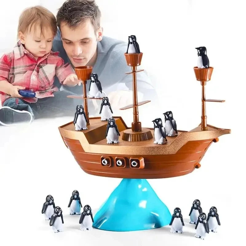 Creative Iceberg Penguin Party Board Game Toy Balance Pirate Ship Family Parent-Child Interactive Tabletop Game Toy Gift for Kid