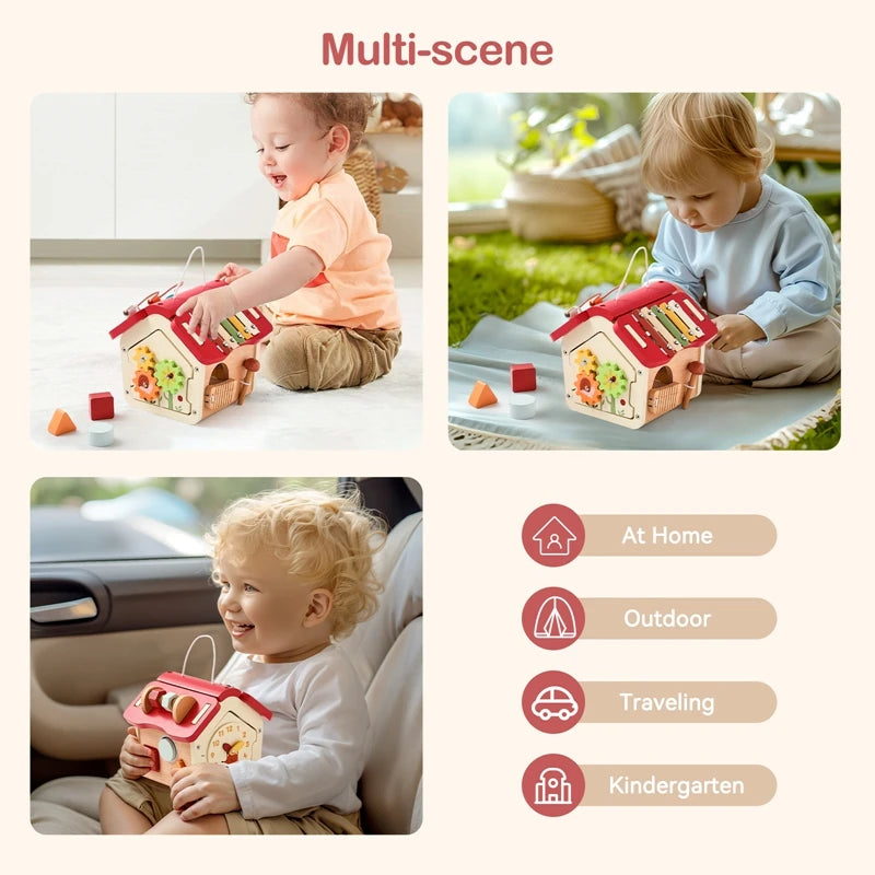 Wooden Montessori Toys Baby Multi Functional Music House Instrument Toys Kids Houses Blocks Early Childhood Education Game Gifts