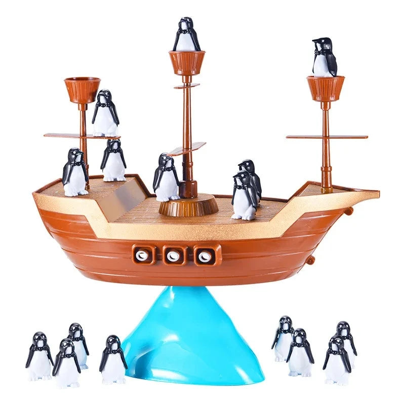 Creative Iceberg Penguin Party Board Game Toy Balance Pirate Ship Family Parent-Child Interactive Tabletop Game Toy Gift for Kid