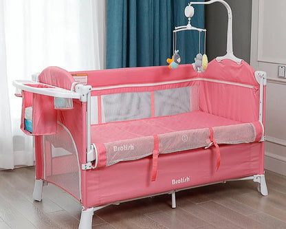 Newborn Baby Bed Multifunctional Baby Cribs Foldable Baby Cot with Diaper Table Crib Cradle Double Decker Cribs for Baby