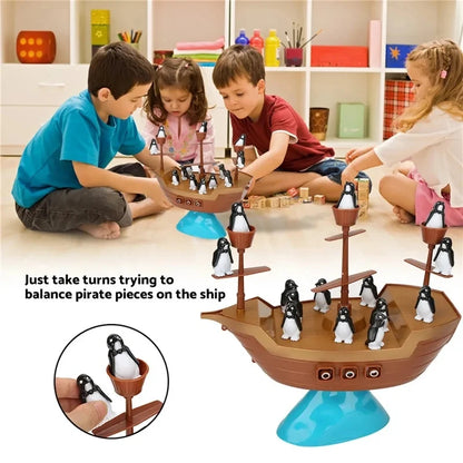 Creative Iceberg Penguin Party Board Game Toy Balance Pirate Ship Family Parent-Child Interactive Tabletop Game Toy Gift for Kid