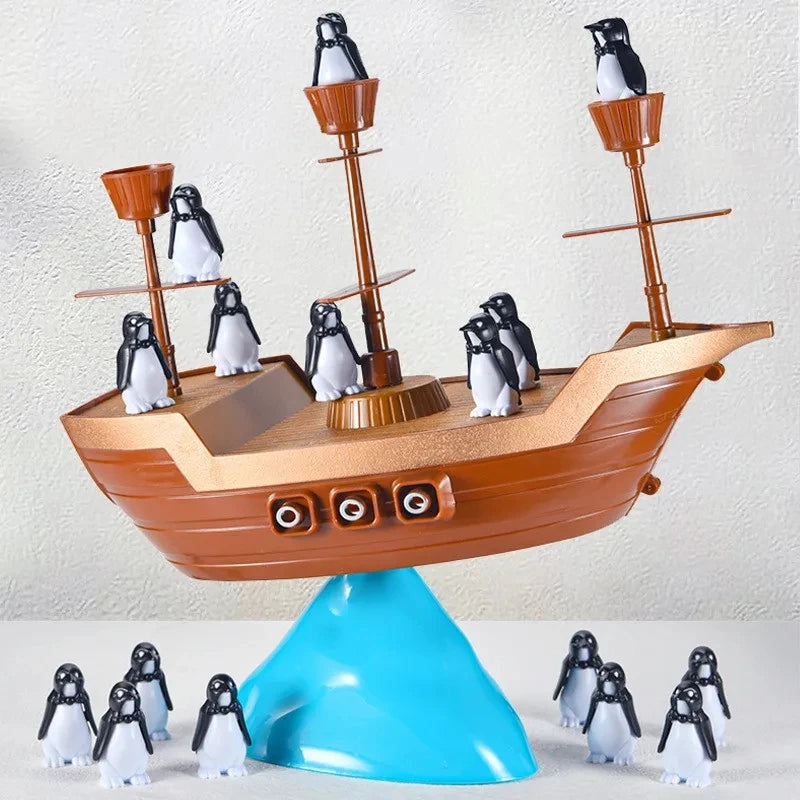 Creative Iceberg Penguin Party Board Game Toy Balance Pirate Ship Family Parent-Child Interactive Tabletop Game Toy Gift for Kid