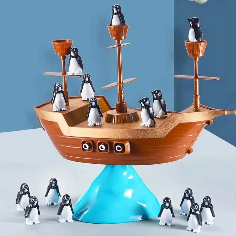 Creative Iceberg Penguin Party Board Game Toy Balance Pirate Ship Family Parent-Child Interactive Tabletop Game Toy Gift for Kid