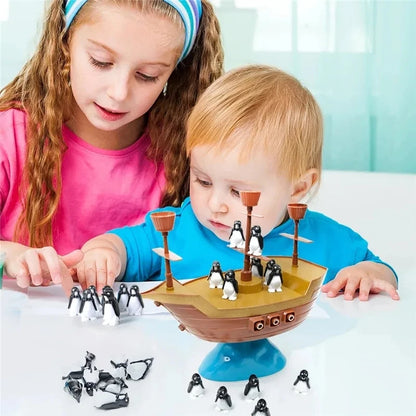 Creative Iceberg Penguin Party Board Game Toy Balance Pirate Ship Family Parent-Child Interactive Tabletop Game Toy Gift for Kid