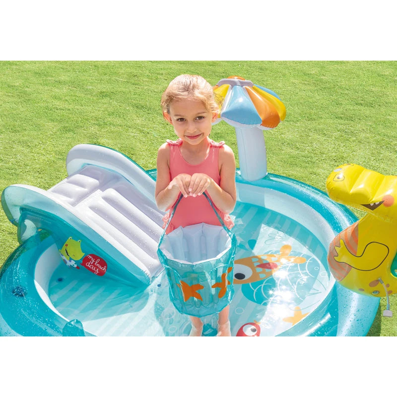 Gator Outdoor Inflatable Pool for Children Water Play Center with Slide 57165