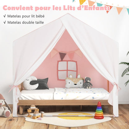 Tente De Jeu Pour 3 - 4 Enfants 131 X 91 X 131 CM Tapis Souple En Coton Intérieur/Extérieur 3 Ans+ Rose