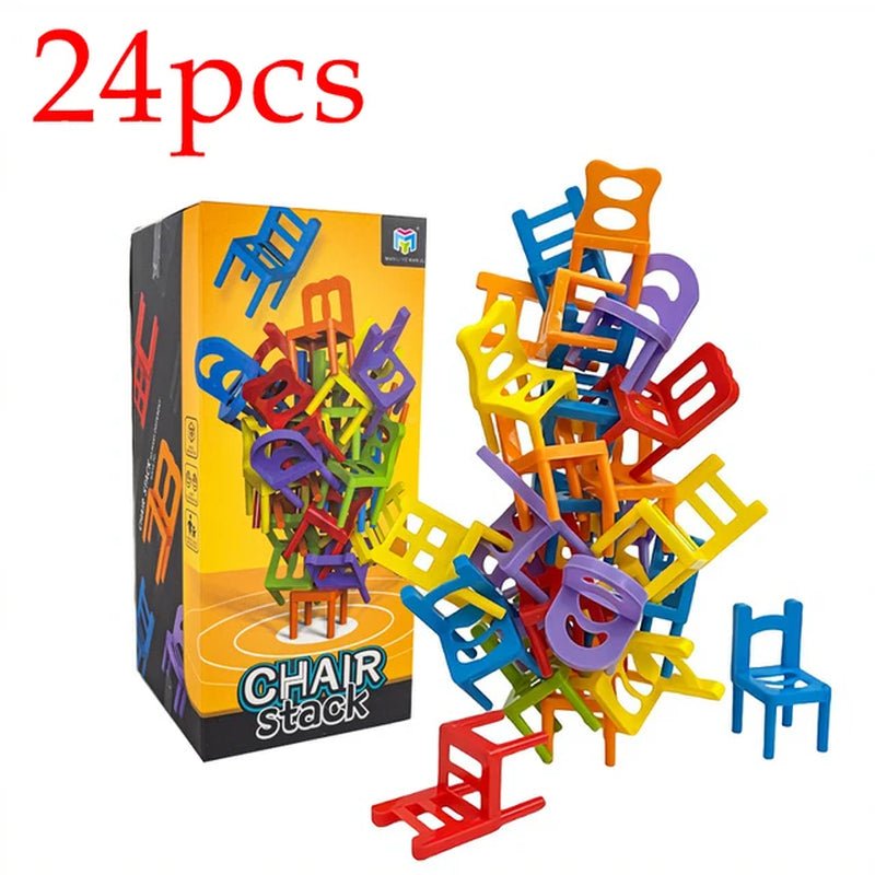 Chair Stack Tetra Tower Fun Balance Stacking Building Blocks Board Game for Kids Adults Friends Party Game Night and Partie Toy - Les tout petits d&