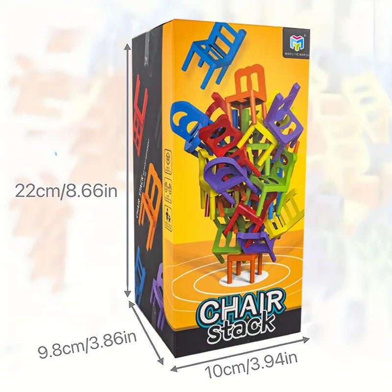 Chair Stack Tetra Tower Fun Balance Stacking Building Blocks Board Game for Kids Adults Friends Party Game Night and Partie Toy - Les tout petits d&