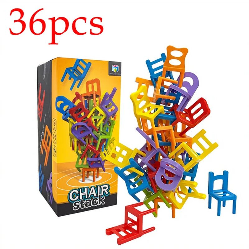 Chair Stack Tetra Tower Fun Balance Stacking Building Blocks Board Game for Kids Adults Friends Party Game Night and Partie Toy - Les tout petits d&