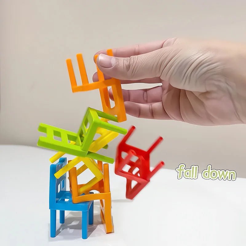 Chair Stack Tetra Tower Fun Balance Stacking Building Blocks Board Game for Kids Adults Friends Party Game Night and Partie Toy - Les tout petits d&