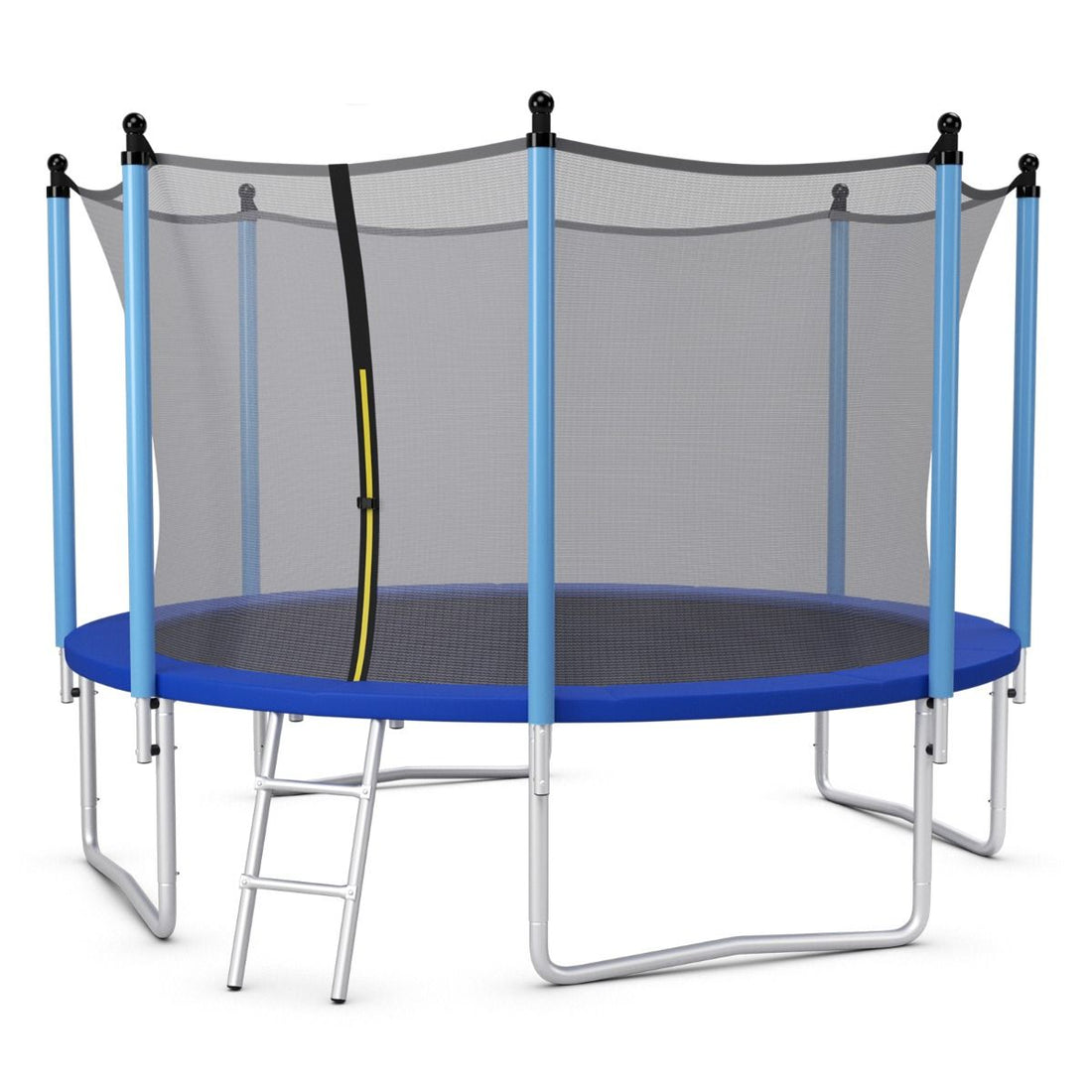 Trampoline Extérieur Ø366Cm Echelle Filet De Sécurité Tapis De Saut Tuyau Galvanisé Antirouille Pour Enfants Charge 150 Kg