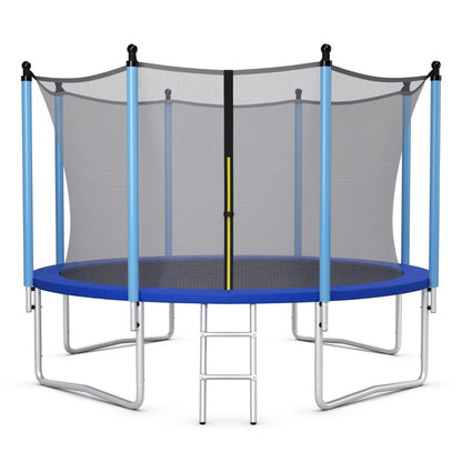 Trampoline Extérieur Ø366Cm Echelle Filet De Sécurité Tapis De Saut Tuyau Galvanisé Antirouille Pour Enfants Charge 150 Kg