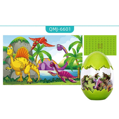 60Pcs Wooden Puzzles Dinosaur Egg Packaging Dinosaurs Puzzle Jigsaw Board Educational Toys for Kids Puzzles Gifts