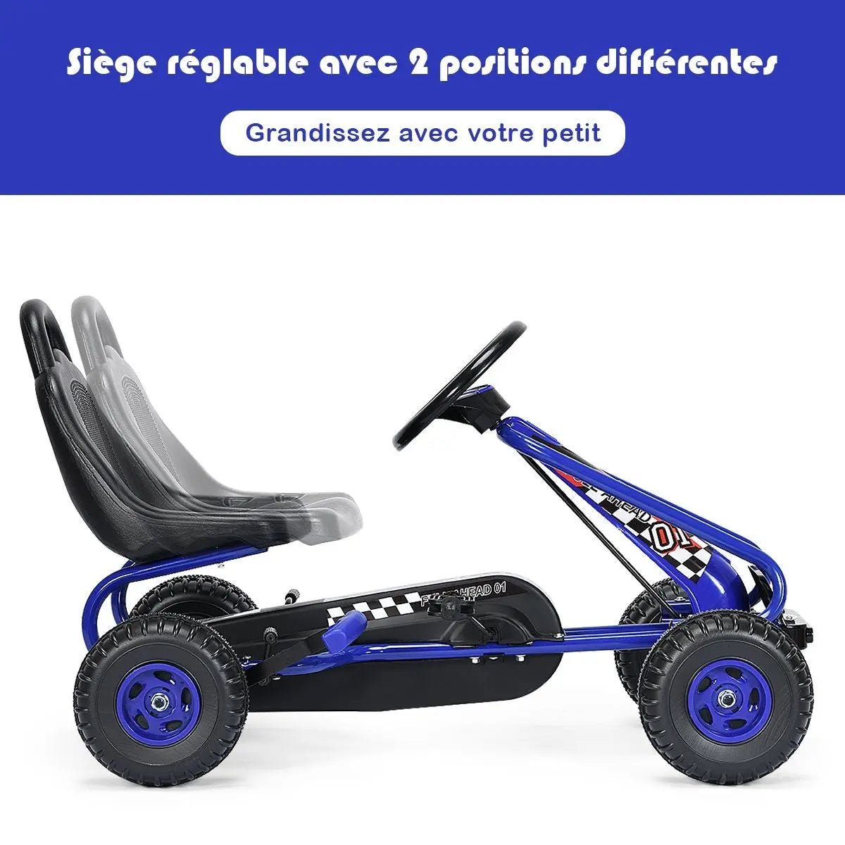 Kart À Pédales Vélo Et Véhicule Pour Enfants Siège Réglable Avec Frein À Main 3 - 6Ans Bleu - Les tout petits d&