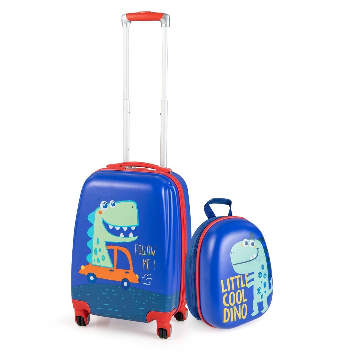 Lot De 2 Valise Cabine Enfant + Sac À Dos Bagages Enfant Pour Garçons Filles Avec Poignée Rétractable 88 - 100Cm Valise Dinosaure En ABS - Les tout petits d&