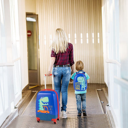 Lot De 2 Valise Cabine Enfant + Sac À Dos Bagages Enfant Pour Garçons Filles Avec Poignée Rétractable 88 - 100Cm Valise Dinosaure En ABS - Les tout petits d&